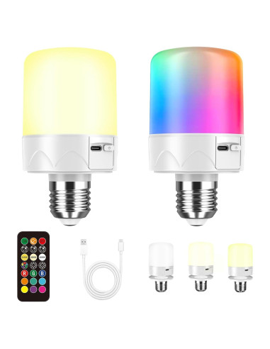 Bombilla Recargable E26 SijiMingyue 9W RGB con Control Remoto