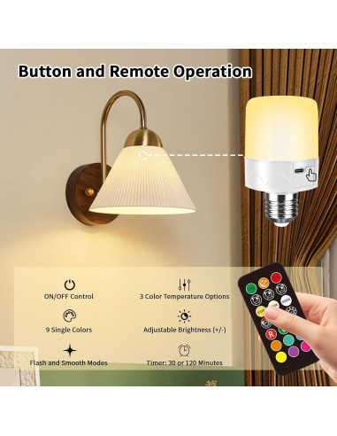 Bombilla Recargable E26 SijiMingyue 9W RGB con Control Remoto