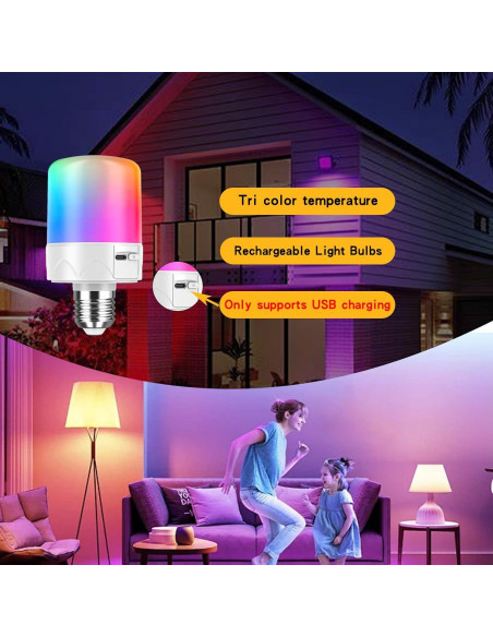 Bombilla Recargable E26 SijiMingyue 9W RGB con Control Remoto