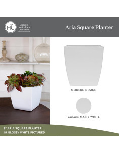 Maceta Cuadrada Autorriego El HC Companies 15.24 cm Blanco Mate - Paquete de 2 2