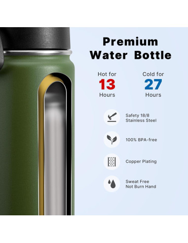 Botella de Agua Aislada Koodee 532 ml Acero Inoxidable Verde