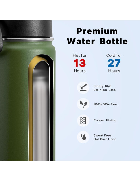 Botella de Agua Aislada Koodee 532 ml Acero Inoxidable Verde