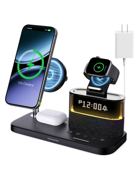 Estación de Carga Inalámbrica 5 en 1 BLKE con Reloj