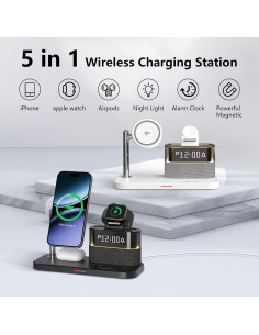 Estación de Carga Inalámbrica 5 en 1 BLKE con Reloj 2
