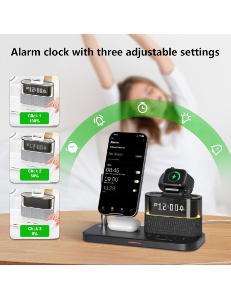 Estación de Carga Inalámbrica 5 en 1 BLKE con Reloj