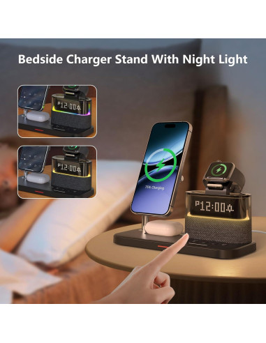 Estación de Carga Inalámbrica 5 en 1 BLKE con Reloj