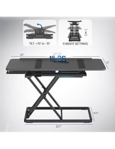 Elevador de Teclado Ergonómico VIVO TKR1 Ajustable 76 cm