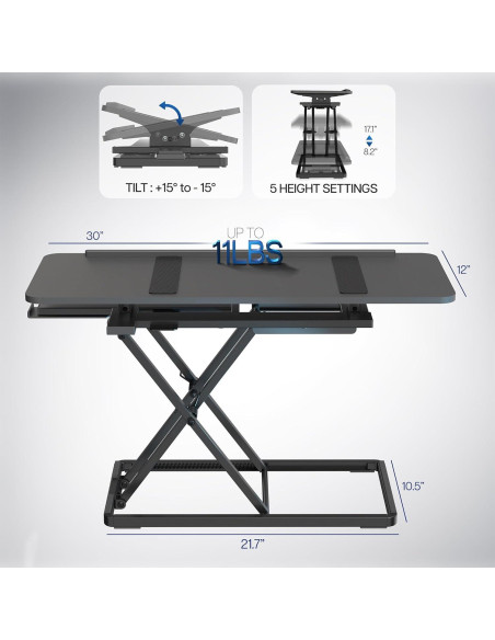 Elevador de Teclado Ergonómico VIVO TKR1 Ajustable 76 cm