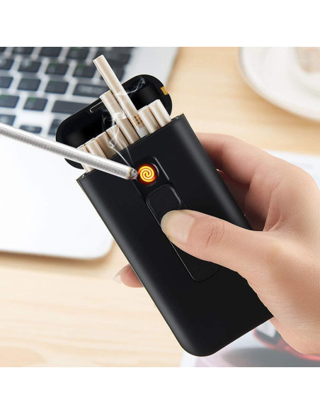 Estuche para Cigarrillos con Encendedor USB 2 en 1 Oro Rosa