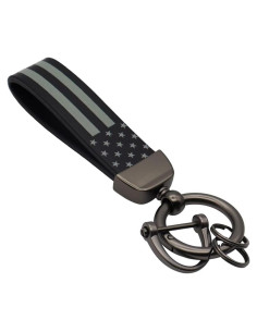 Llavero elegante bandera americana con anillo de zinc negro