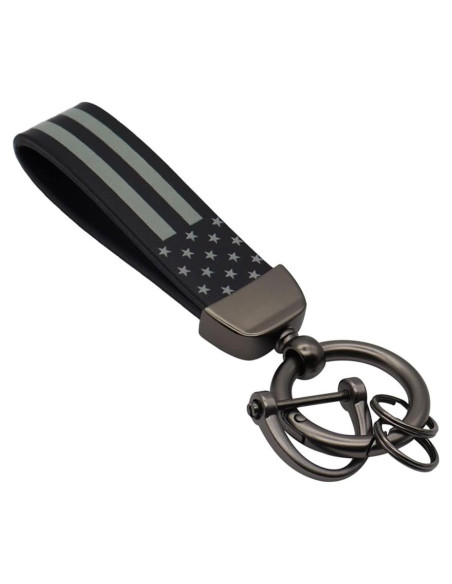 Llavero elegante bandera americana con anillo de zinc negro