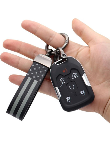 Llavero elegante bandera americana con anillo de zinc negro