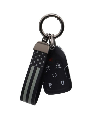 Llavero elegante bandera americana con anillo de zinc negro