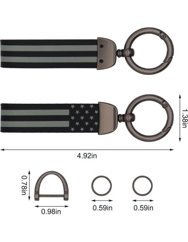Llavero elegante bandera americana con anillo de zinc negro