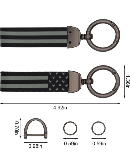 Llavero elegante bandera americana con anillo de zinc negro