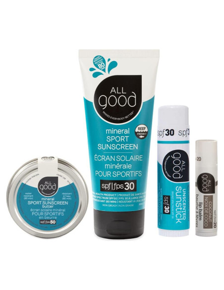 Conjunto Solar Todo Bueno - Balsamo Labial SPF 20, Loción SPF 30, Stick y Mantequilla Solar