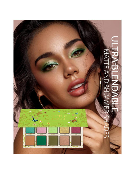 Paleta de Sombra de Ojos Verde MAKI YIKA 10 Tonos Alta Pigmentación