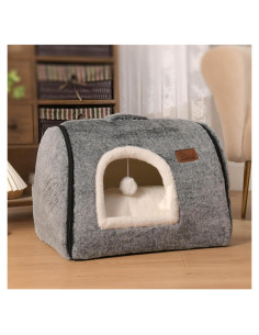 Cama para Gatos OMLIVLIES Cueva Gris Oscuro 44.9x37.8 cm