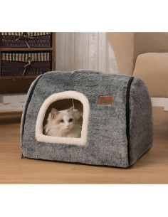 Cama para Gatos OMLIVLIES Cueva Gris Oscuro 44.9x37.8 cm 2