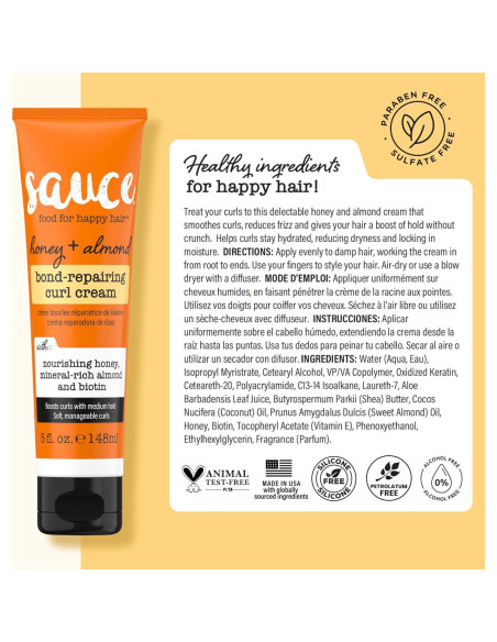 Crema para Rizos Sauce Honey 148 ml - Controla Frizz y Define