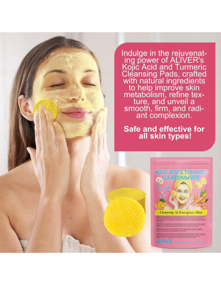 Pads de Limpieza Facial YLXYZUAD con Ácido Kójico y Cúrcuma - 80 Unidades