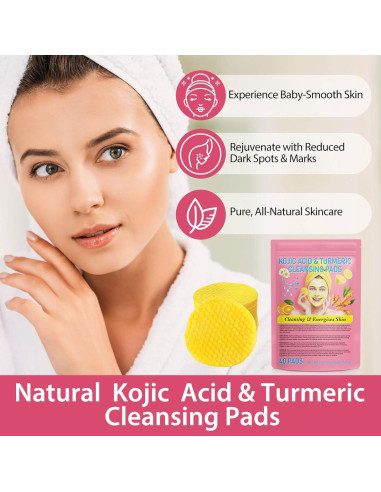 Pads de Limpieza Facial YLXYZUAD con Ácido Kójico y Cúrcuma - 80 Unidades