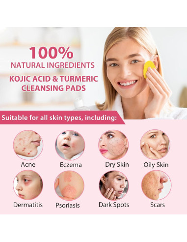 Pads de Limpieza Facial YLXYZUAD con Ácido Kójico y Cúrcuma - 80 Unidades