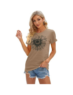 Camiseta de Mujer Cicy Bell Manga Corta Girasol Caqui XL 2