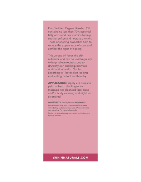 Aceite de Rosa Mosqueta Orgánico Sukin 25.4 ml - Hidratante y Antienvejecimiento