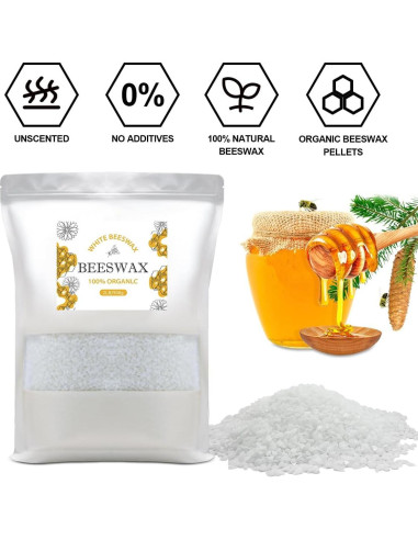Pellets de Cera de Abeja Orgánica 0.91 kg Amastika para Velas y Cuidado de la Piel