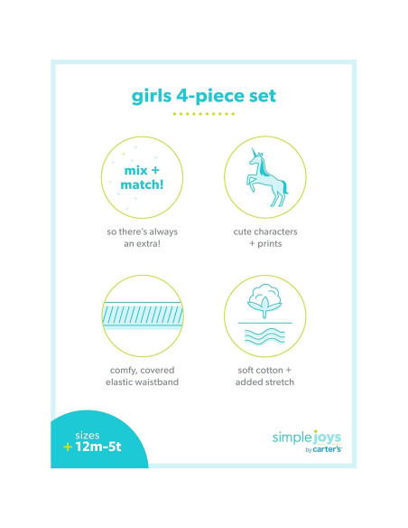 Conjunto de 4 Piezas para Niñas Bebé Carter's 24 Meses