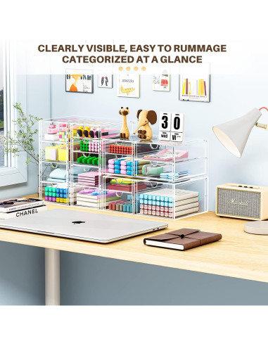 Organizador de Maquillaje Caktraie 16 Cajones Acrílico Transparente