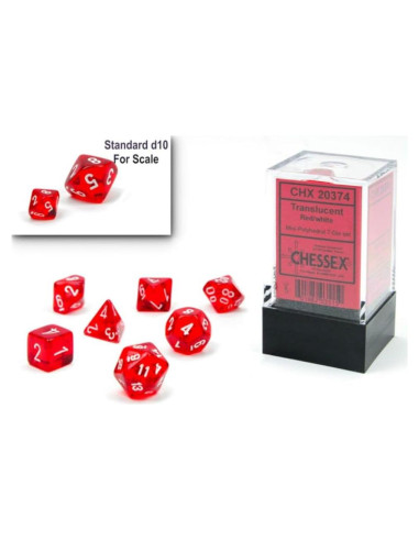 Juego de Dados Poliedricos Chessex 10mm Rojo/Blanco - 7 Piezas para RPG