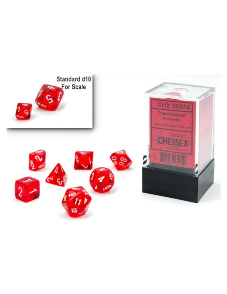 Juego de Dados Poliedricos Chessex 10mm Rojo/Blanco - 7 Piezas para RPG