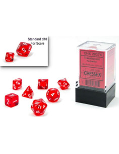 Juego de Dados Poliedricos Chessex 10mm Rojo/Blanco - 7 Piezas para RPG 2