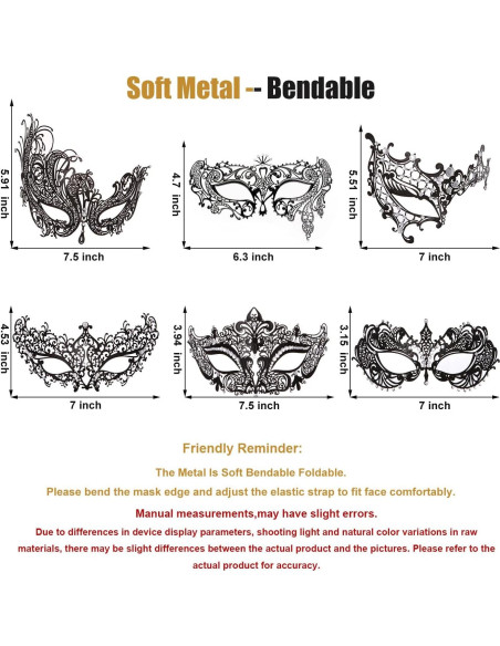 Máscara de Disfraz Brillante para Mujeres - Filigrana Veneciana