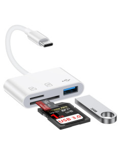 Lector de Tarjetas SD USB C Sicodo 3 en 1 para iPhone 16 Pro
