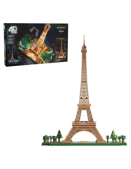 Kit de Modelo 3D Torre Eiffel 4D Build con Luces LED - 252 Piezas