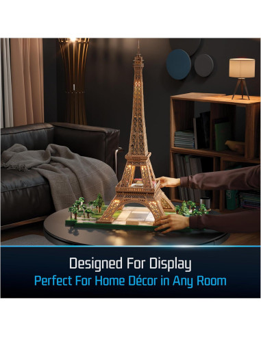 Kit de Modelo 3D Torre Eiffel 4D Build con Luces LED - 252 Piezas