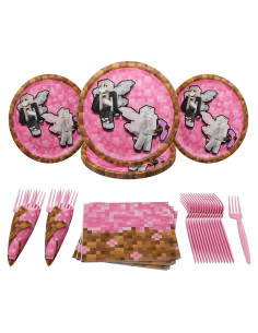 Suministros de Fiesta Pixel Girl 64 Piezas para 20 Invitados