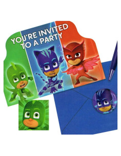 Invitaciones de Fiesta PJ Masks Amscan 8 Postales Multicolor