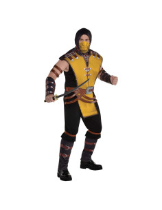 Disfraz de Scorpion Mortal Kombat para hombres grande - Mono, máscara y guanteletes