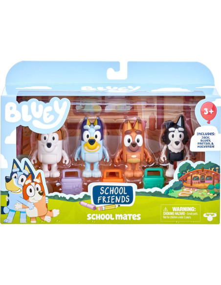 Figuras de Escuela Bluey - Paquete de 4 Amigos 6.35-7.62 cm
