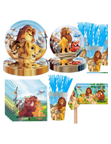 Suministros de Fiesta de Cumpleaños Rey León 141pcs