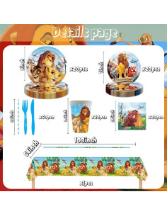 Suministros de Fiesta de Cumpleaños Rey León 141pcs 2