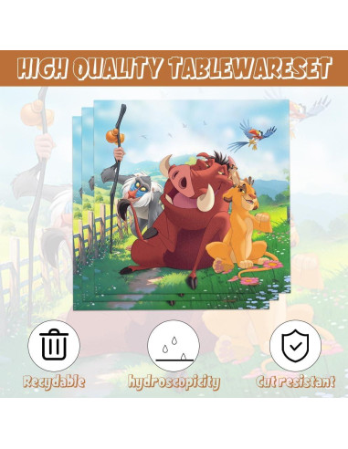 Suministros de Fiesta de Cumpleaños Rey León 141pcs