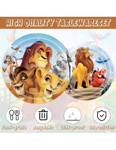 Suministros de Fiesta de Cumpleaños Rey León 141pcs