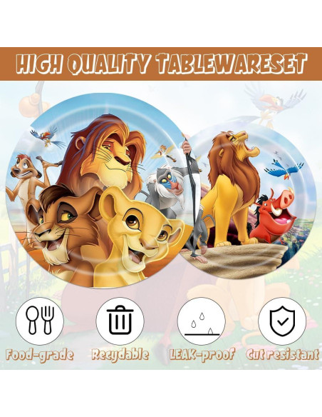 Suministros de Fiesta de Cumpleaños Rey León 141pcs