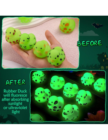 Patitos de Goma Halloween Jenaai 24 Pcs Brillan en la Oscuridad