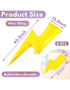 Juego de 6 globos relámpago Hungdao 114 cm amarillo para fiesta 2